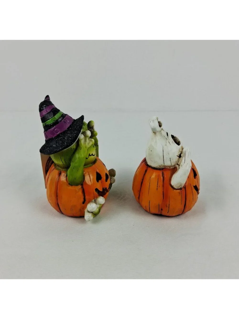 Delton Halloween LED Light-Up Ghost & Frog Pumpkin Figurines Battery Operated